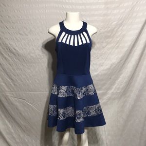 Trixxi Blue Lace Cage Sun Dress Dress Summer